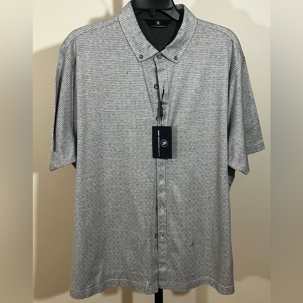 Nwt Hart Schaffer Marx mens XL short sleeve button down shirt slight stretch